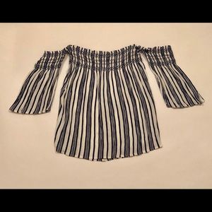 BLUE RAIN STRIPED BLOUSE